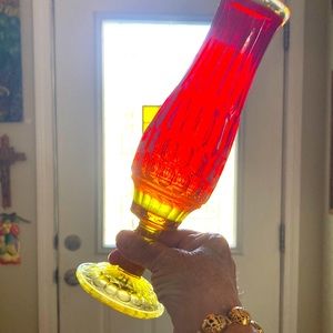 Depression era red and yellow glass vase This vase is actually cadmium